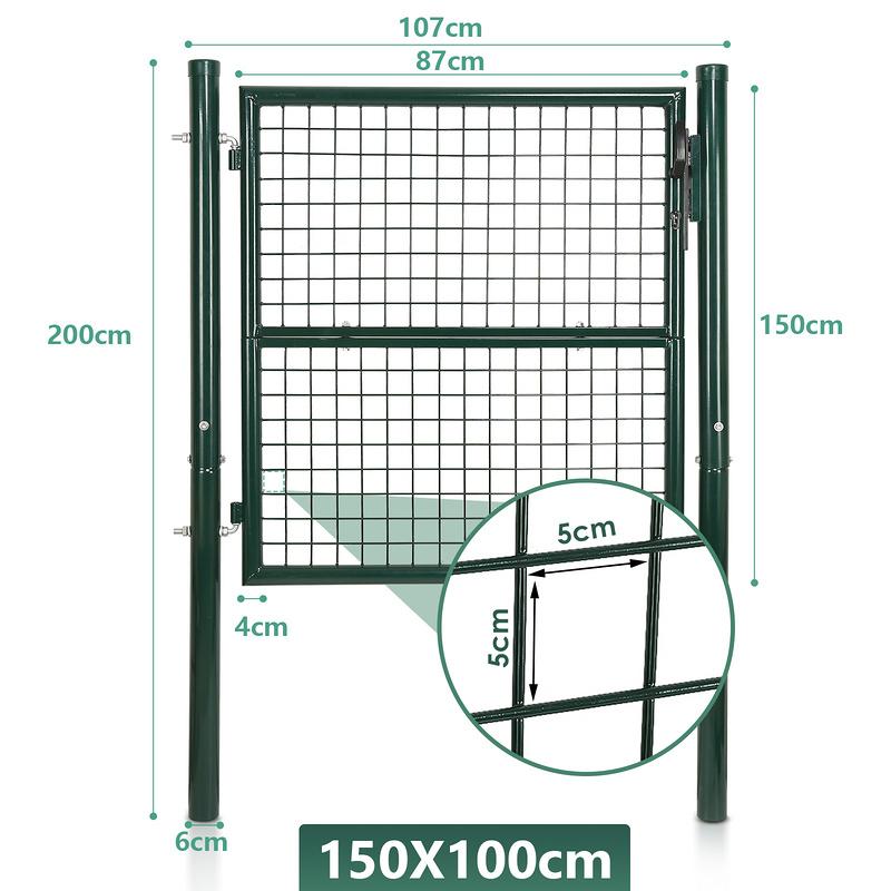 Puerta De Jardín De Malla Doble Barra - Verde - 150x100CM