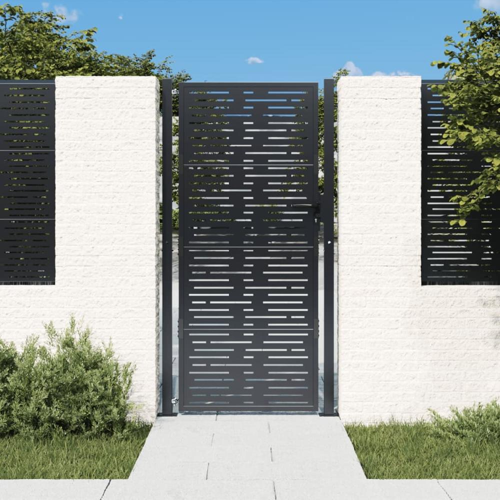 Puerta De Jardín | Puerta De Valla | Cancela De Valla Acero Gris Antracita Diseño Cuadrado 105x180cm CFW33042
