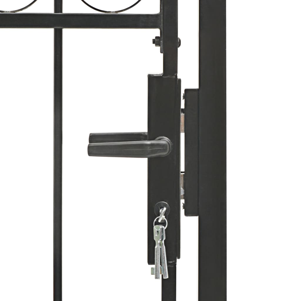Puerta De Jardín | Puerta De Valla | Cancela De Valla Con Arco Superior 100x125 Cm Acero Negro CFW10944