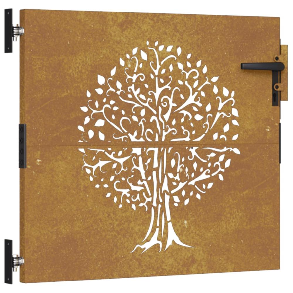Puerta de jardín | Puerta de valla | Cancela de valla acero corten diseño árbol 85x75 cm CFW34281