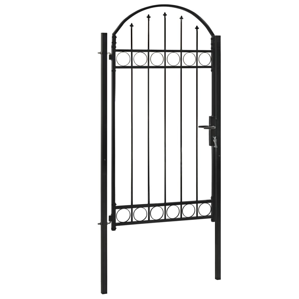 Puerta de jardín | Puerta de valla | Cancela de valla con arco superior 100x250 cm acero negro CFW58070