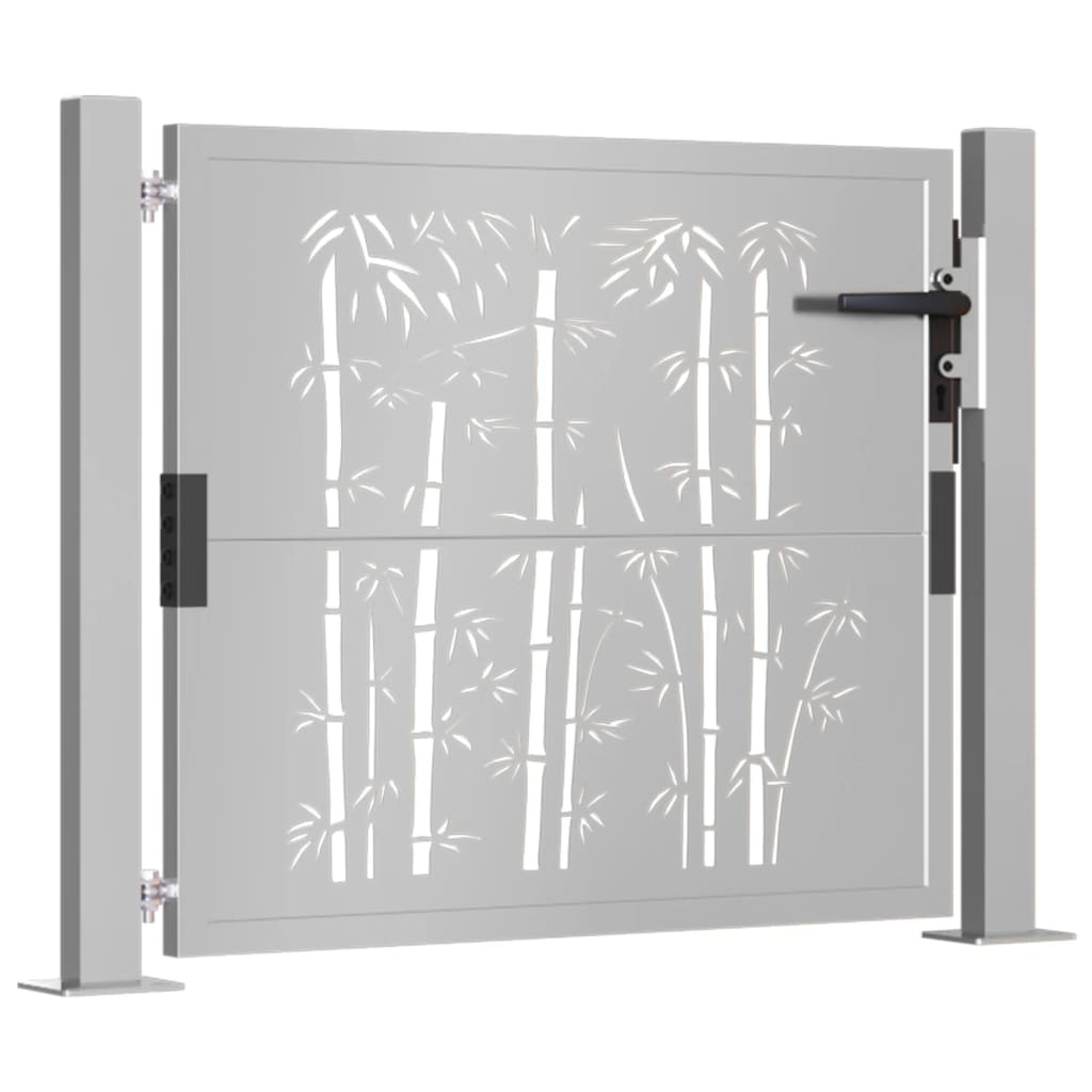Puerta De Jardín | Puerta De Valla | Cancela De Valla Acero Corten Diseño Bambú 105x105 Cm CFW82801