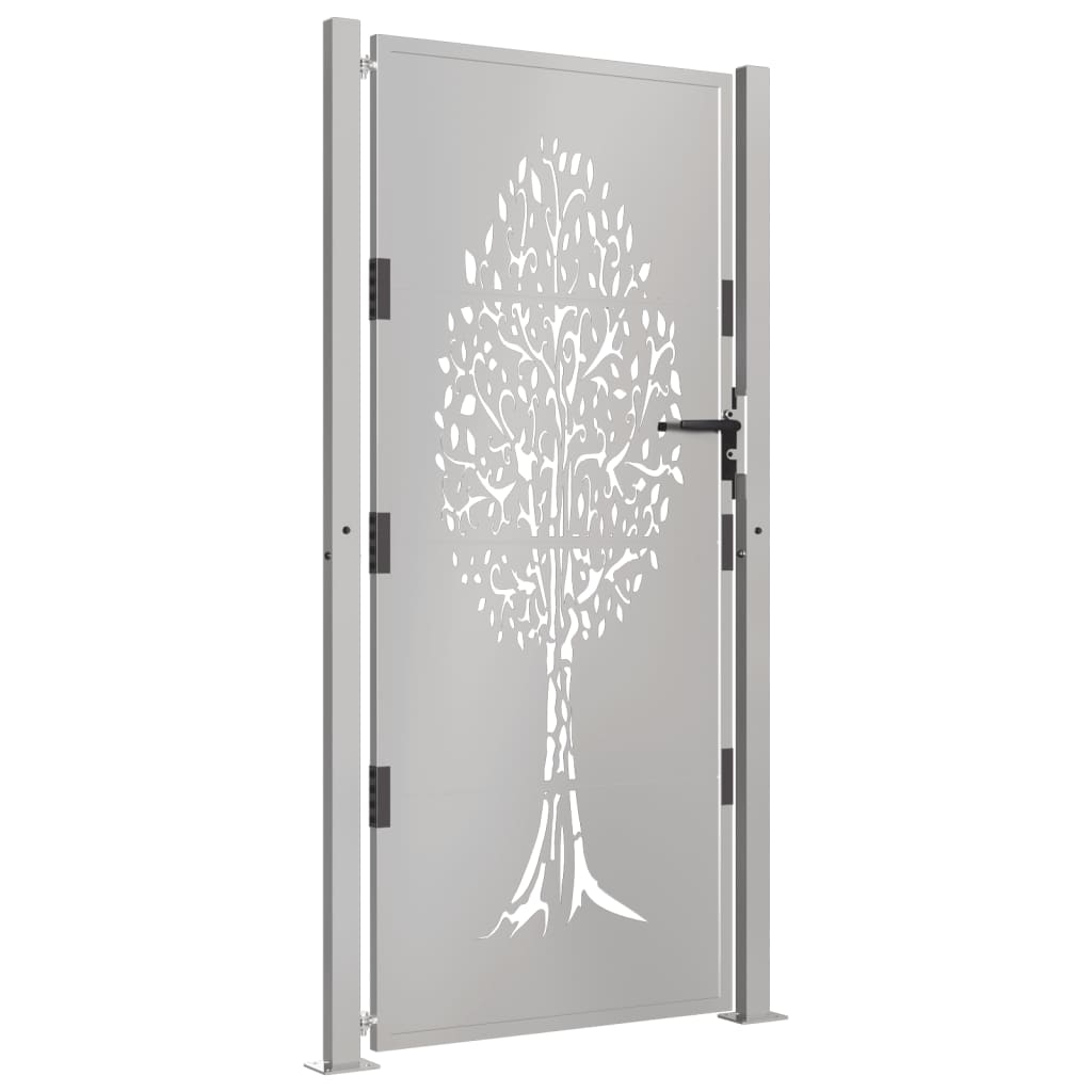 Puerta De Jardín | Puerta De Valla | Cancela De Valla Acero Corten Diseño árbol 105x180 Cm CFW61131