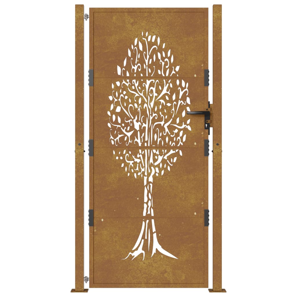 Puerta De Jardín | Puerta De Valla | Cancela De Valla Acero Corten Diseño árbol 105x180 Cm CFW61131