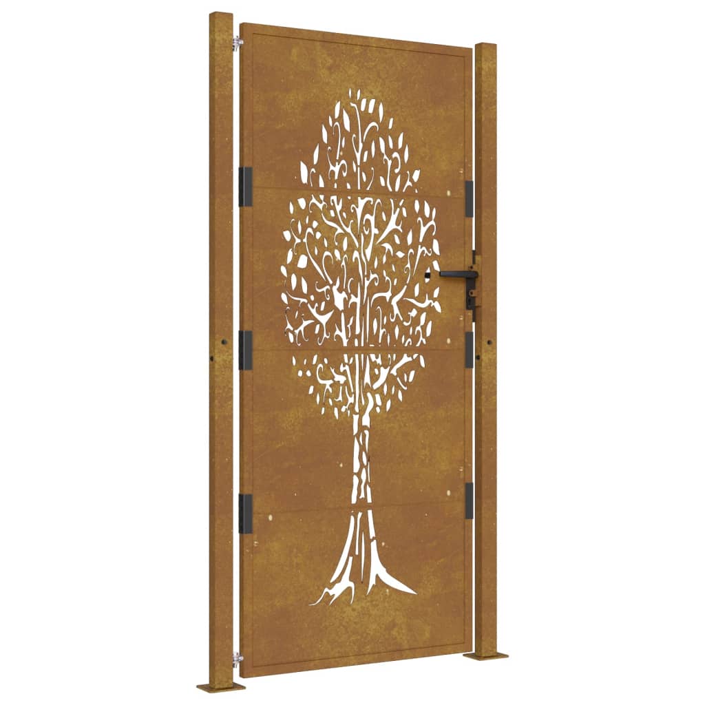 Puerta de jardín | Puerta de valla | Cancela de valla acero corten diseño árbol 105x180 cm CFW61131