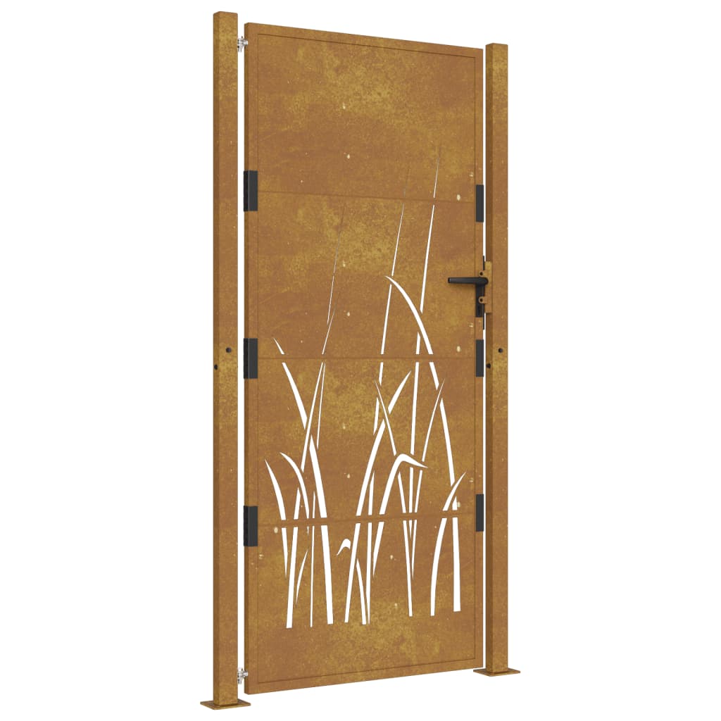 Puerta de jardín | Puerta de valla | Cancela de valla acero corten diseño hierba 105x205 cm CFW60044