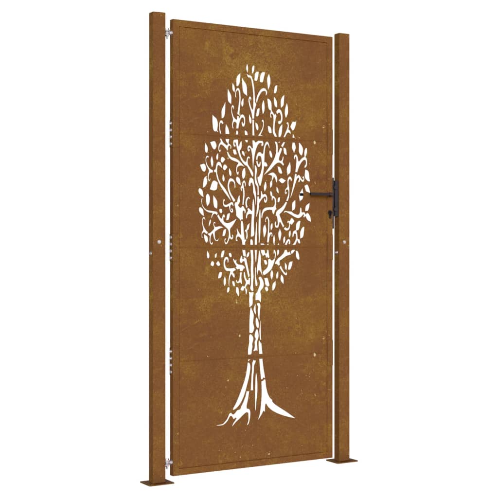 Puerta de jardín | Puerta de valla | Cancela de valla acero corten diseño árbol 105x205 cm CFW91825