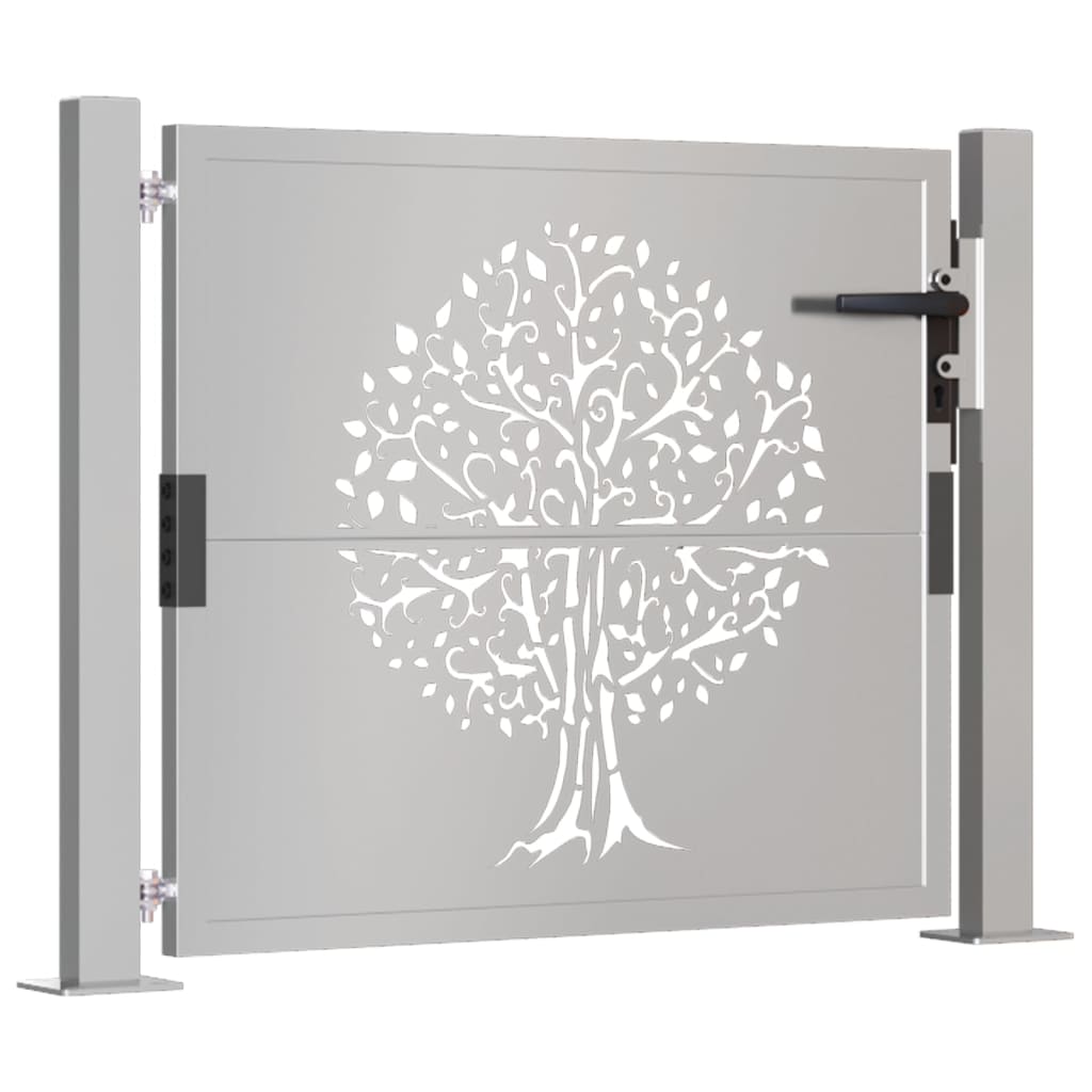 Puerta De Jardín | Puerta De Valla | Cancela De Valla Acero Corten Diseño árbol 105x80 Cm CFW36519