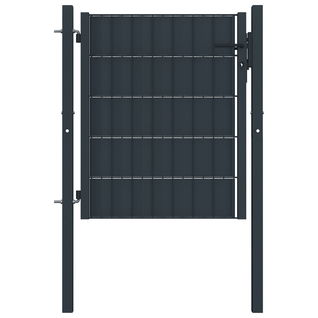Puerta De Jardín | Puerta De Valla De PVC Y Acero Gris Antracita 100x81 Cm CFW81394