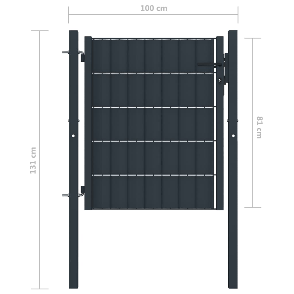 Puerta De Jardín | Puerta De Valla De PVC Y Acero Gris Antracita 100x81 Cm CFW81394