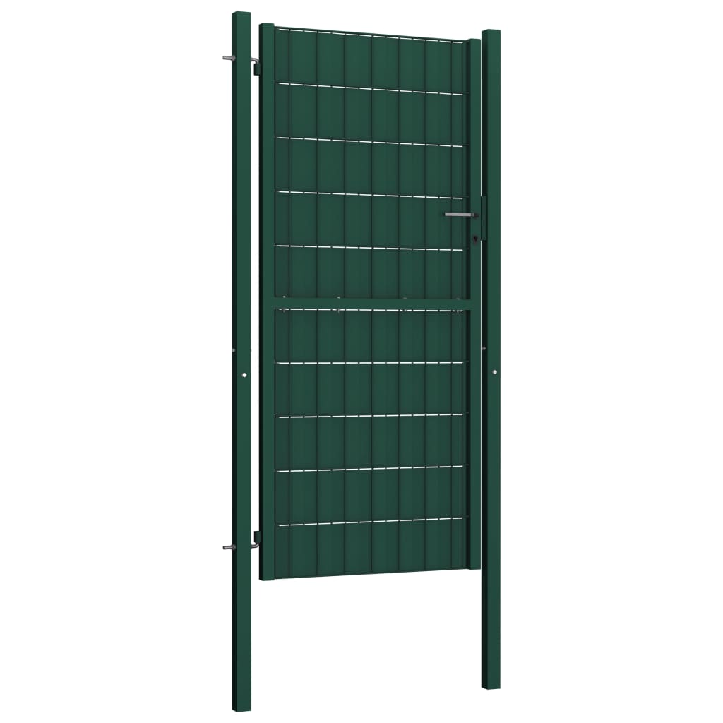 Puerta de jardín | Puerta de valla de PVC y acero verde 100x124 cm CFW40285