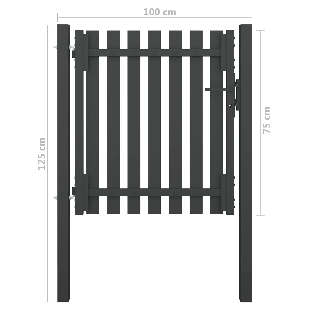 Puerta De Jardín | Puerta De Valla Del Jardín De Acero Gris Antracita 1x1 25 Cm CFW39040