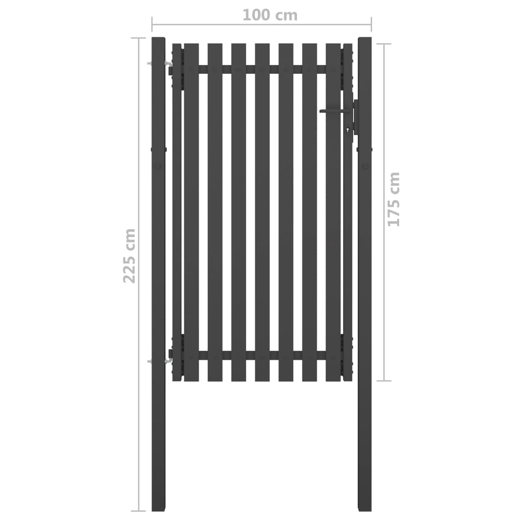 Puerta De Jardín | Puerta De Valla Del Jardín De Acero Gris Antracita 1x2 25 Cm CFW17684