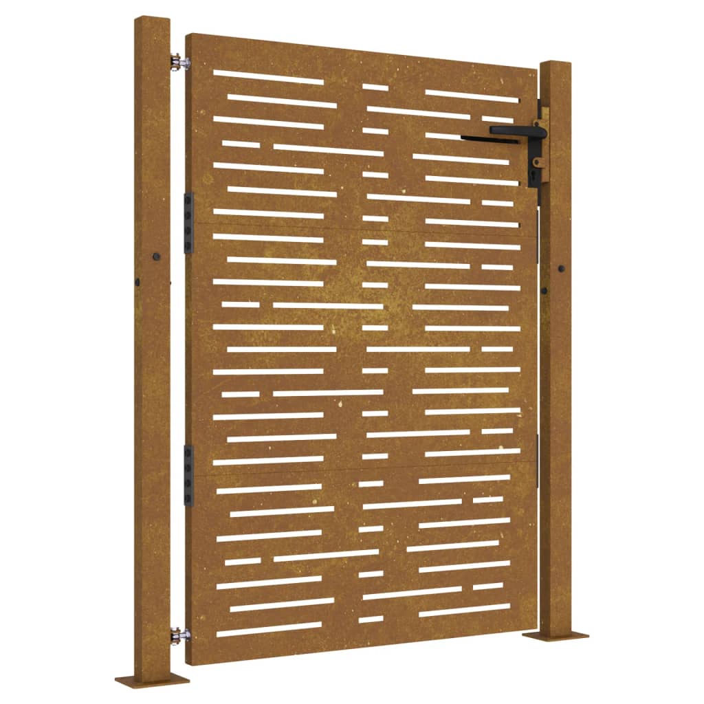 Puerta De Jardín | Puerta Para Valla Acero Corten Diseño Cuadrado 105x130 Cm CFW28112