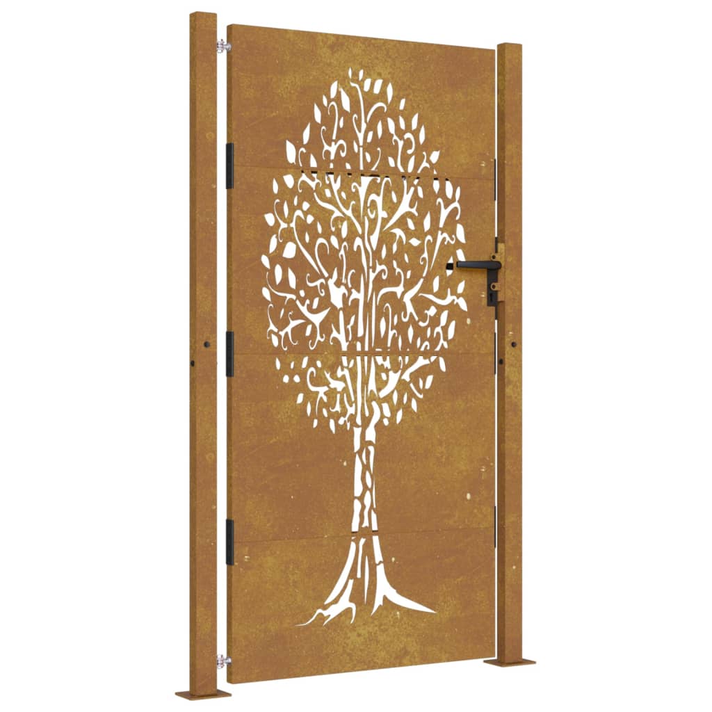 Puerta De Jardín | Puerta Para Valla Acero Corten Diseño árbol 105x205 Cm CFW75400