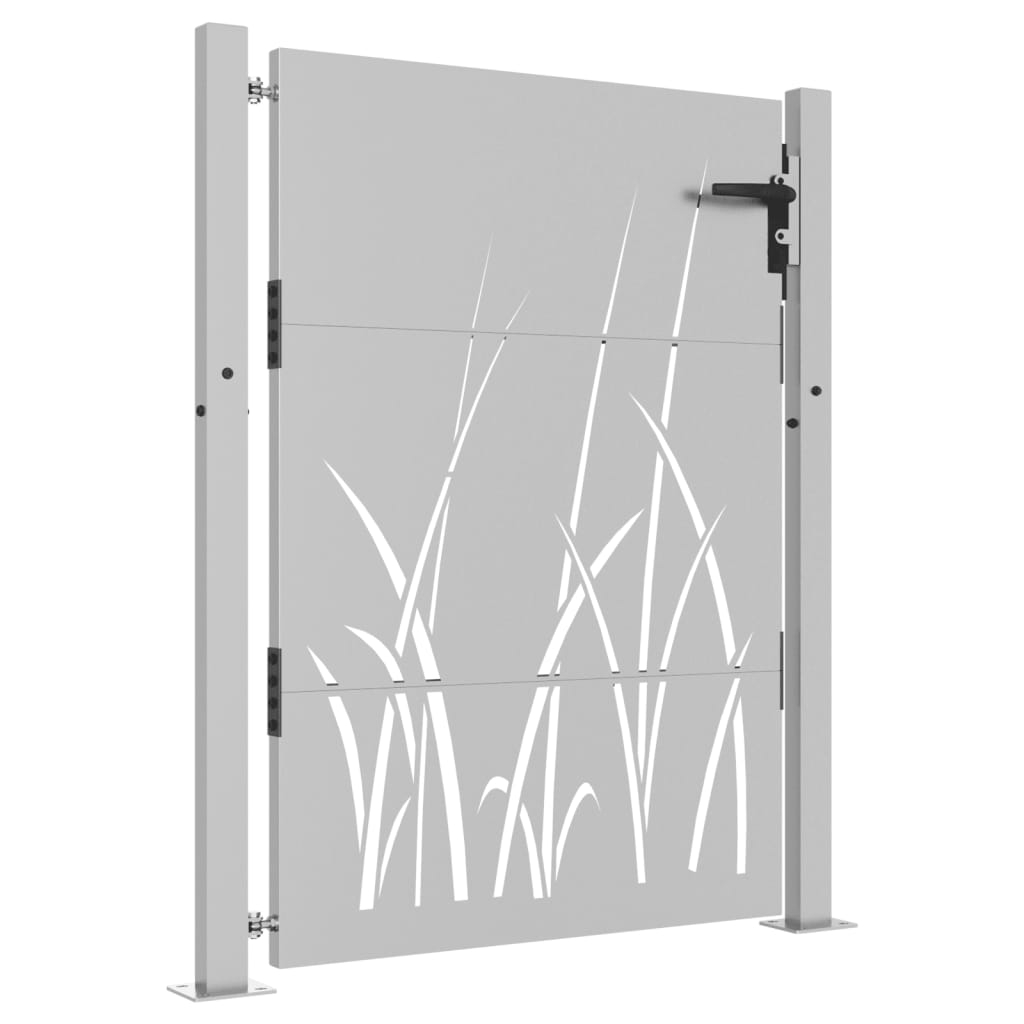 Puerta De Jardín | Puerta Para Valla Acero Corten Diseño Hierba 105x155 Cm CFW13045