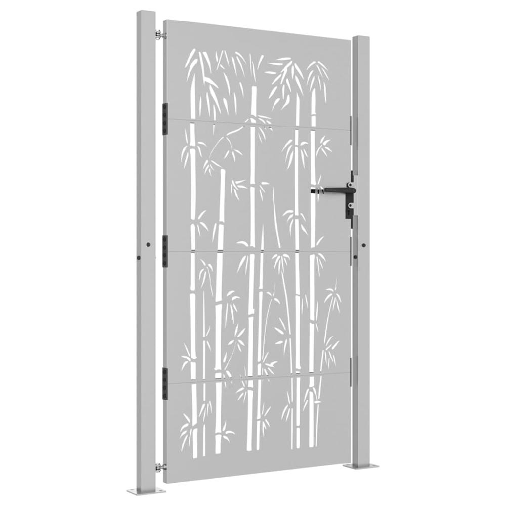 Puerta De Jardín | Puerta Para Valla Acero Corten Diseño Bambú 105x180 Cm CFW81981