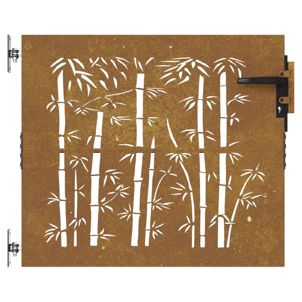 Puerta De Jardín | Puerta Para Valla Acero Corten Diseño Bambú 85x100 Cm CFW99507