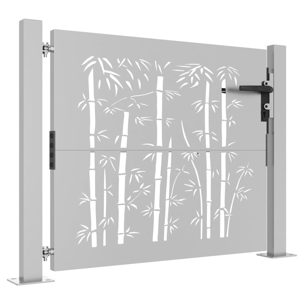 Puerta De Jardín | Puerta Para Valla Acero Corten Diseño Bambú 105x105 Cm CFW14246