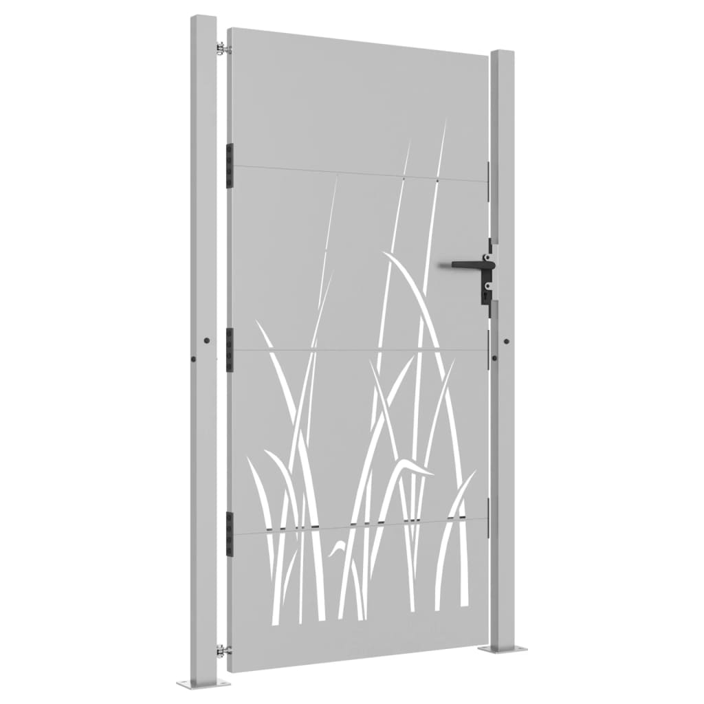Puerta De Jardín | Puerta Para Valla Acero Corten Diseño Hierba 105x180 Cm CFW86325