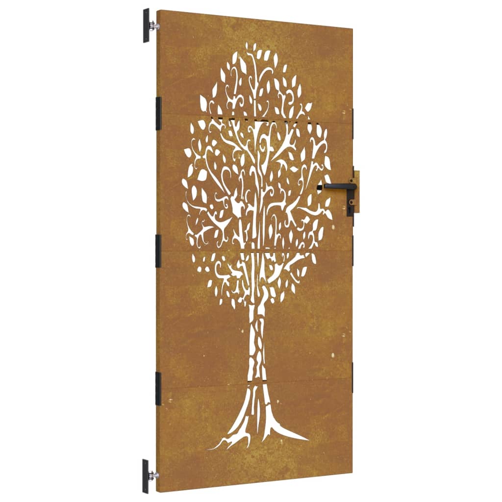 Puerta De Jardín | Puerta Para Valla Acero Corten Diseño árbol 85x175 Cm CFW16621