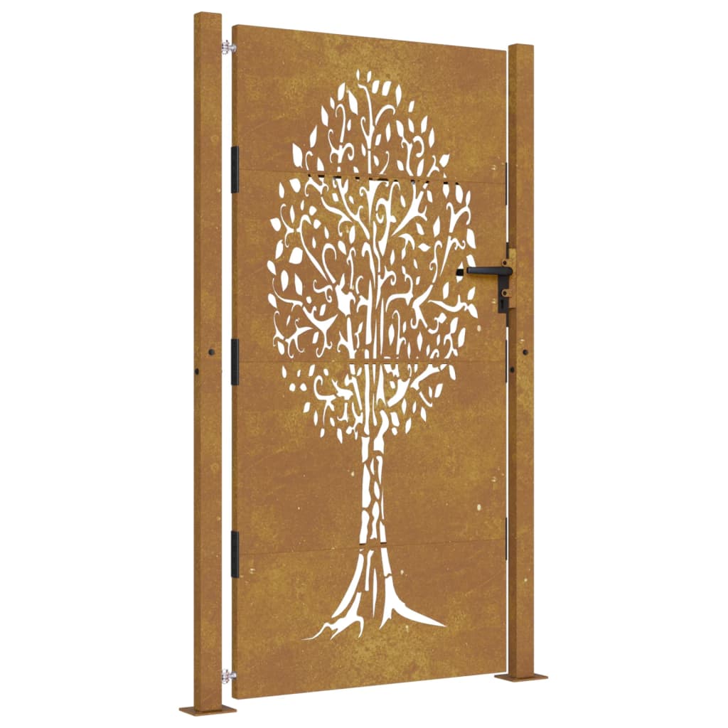 Puerta De Jardín | Puerta Para Valla Acero Corten Diseño árbol 105x180 Cm CFW81494