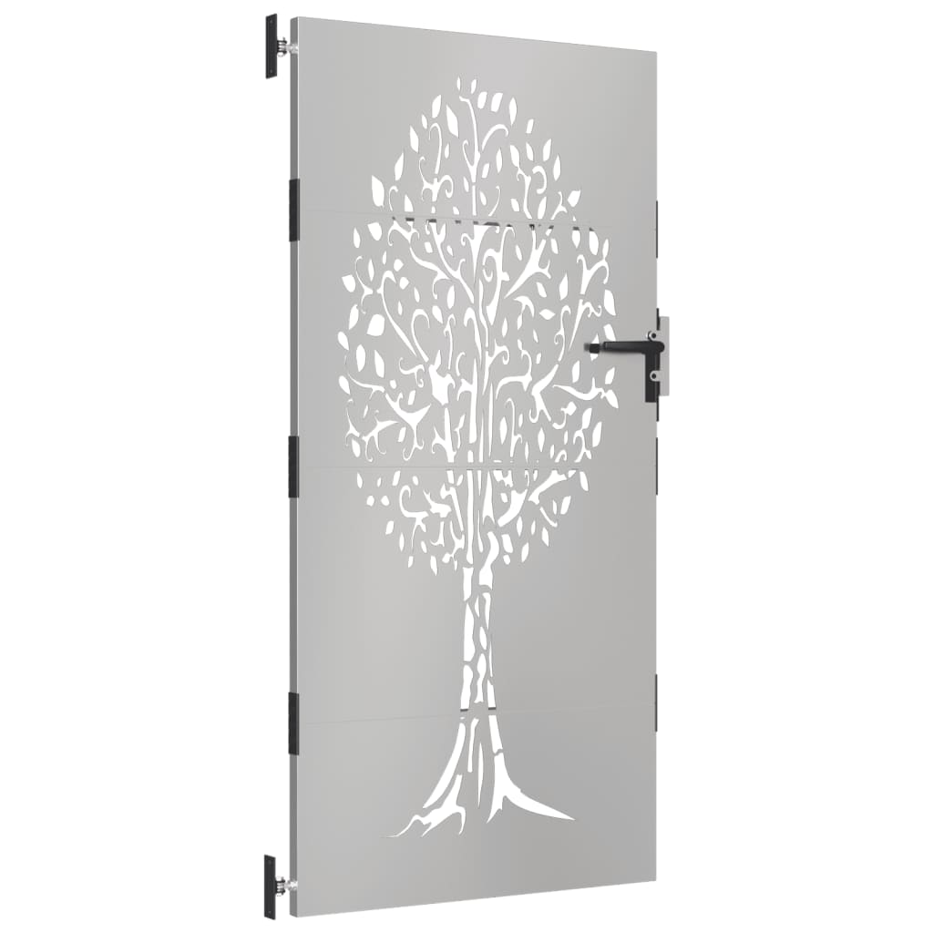 Puerta De Jardín | Puerta Para Valla Acero Corten Diseño árbol 85x200 Cm CFW91314