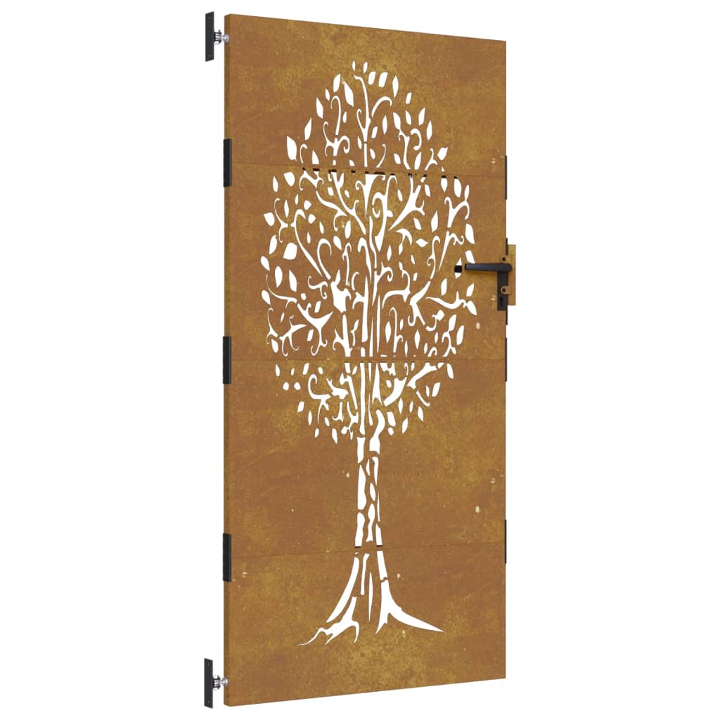 Puerta de jardín | Puerta para valla acero corten diseño árbol 85x200 cm CFW91314