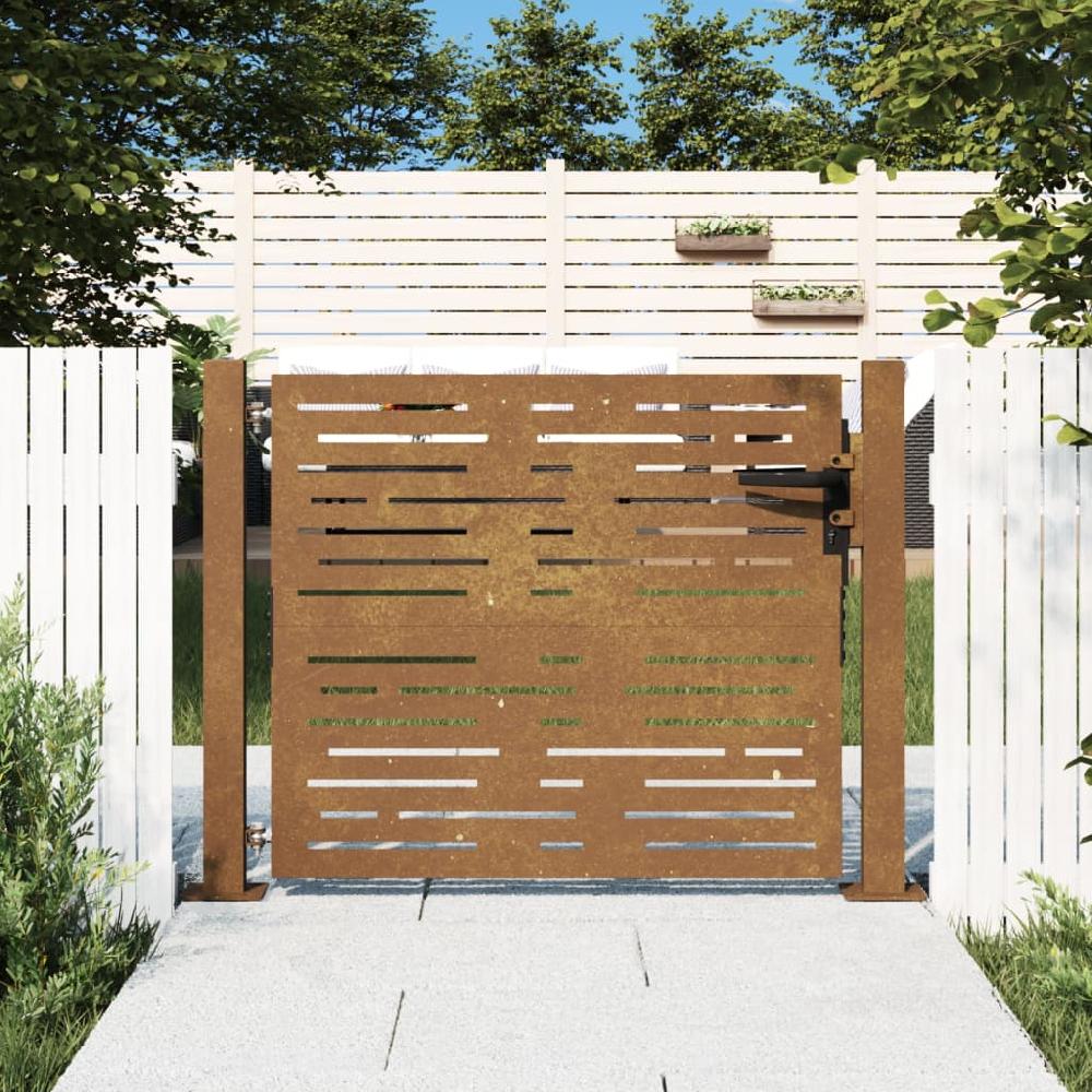 Puerta De Jardín | Puerta Para Valla Acero Corten Diseño Cuadrado 105x80 Cm CFW54661