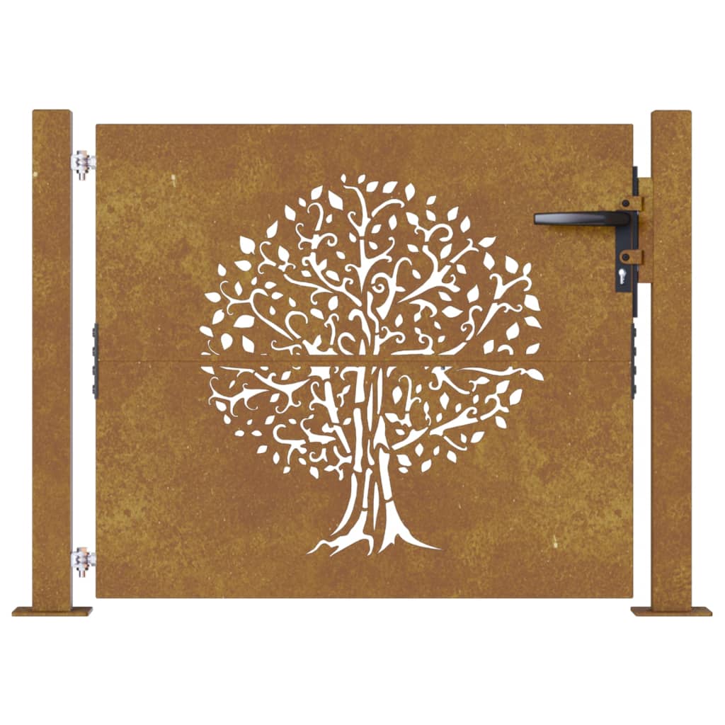 Puerta De Jardín | Puerta Para Valla Acero Corten Diseño árbol 105x105 Cm CFW40117