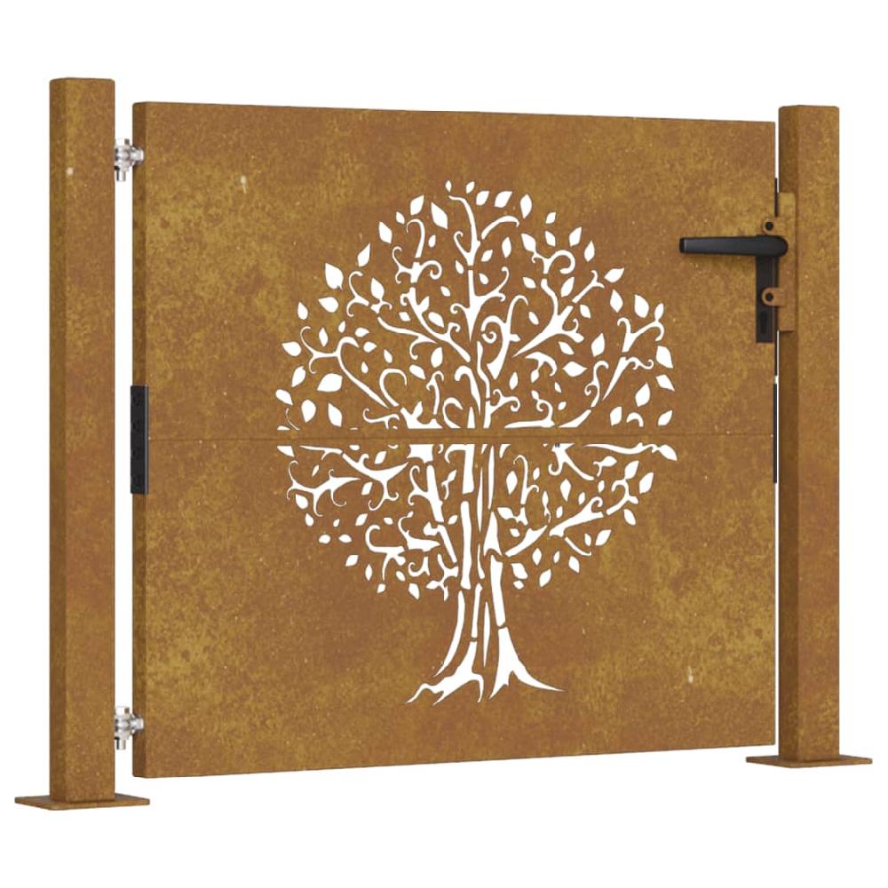 Puerta de jardín | Puerta para valla acero corten diseño árbol 105x105 cm CFW40117