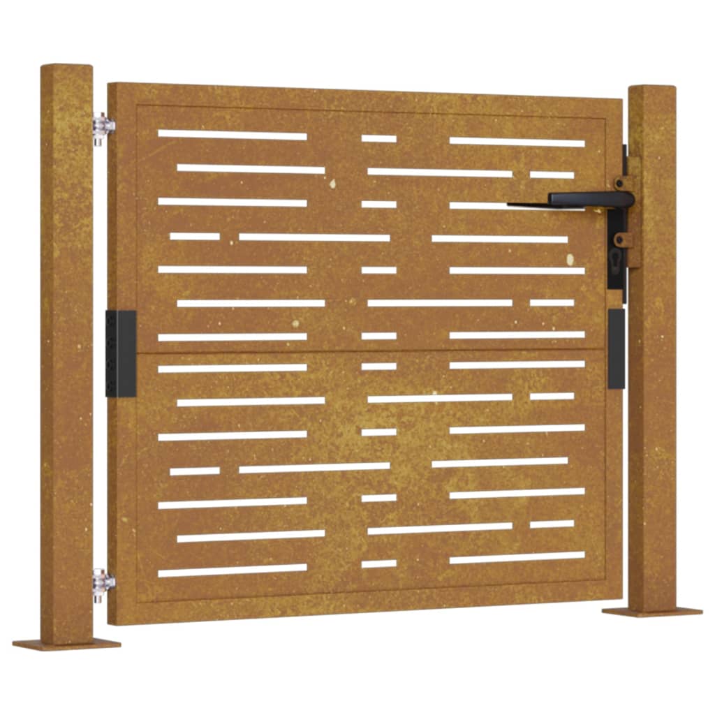 Puerta de jardín | Puerta para valla acero corten diseño cuadrado 105x80 cm CFW89756