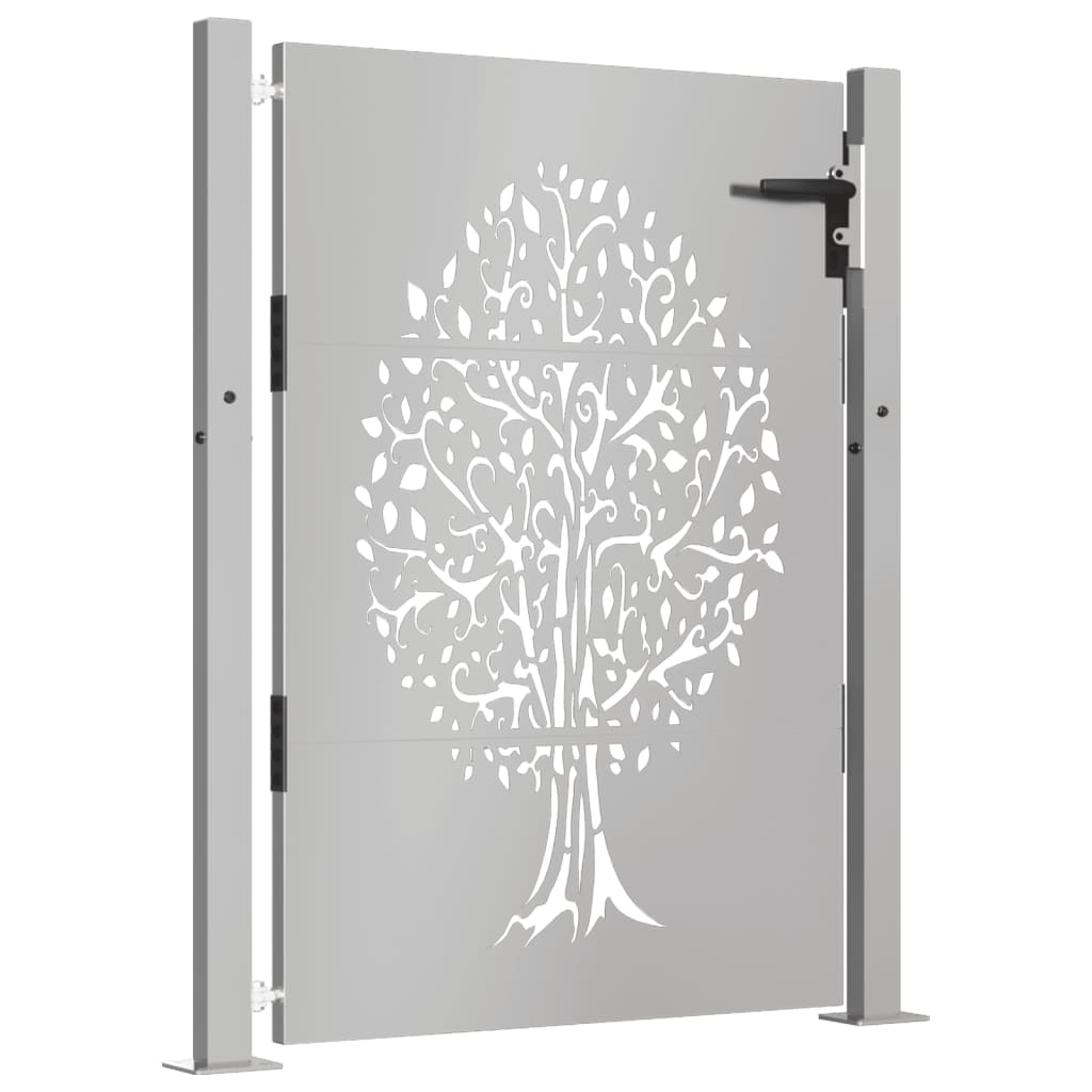 Puerta De Jardín | Puerta Para Valla Acero Corten Diseño árbol 105x155 Cm CFW25806