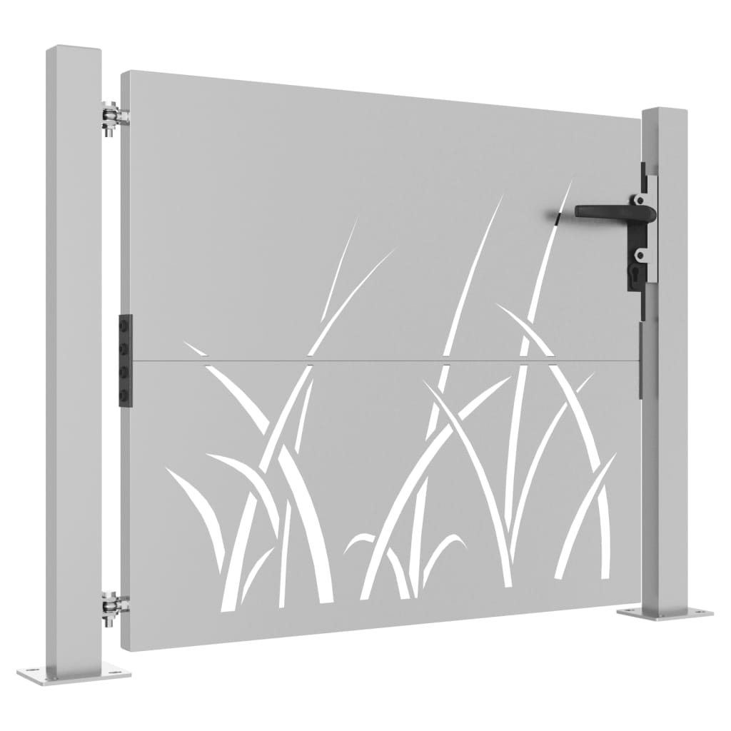 Puerta De Jardín | Puerta Para Valla Acero Corten Diseño Hierba 105x105 Cm CFW31349