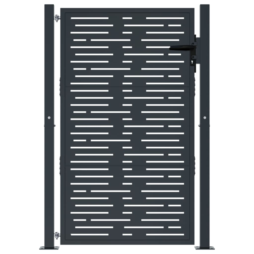 Puerta De Jardín | Puerta Para Valla Acero Gris Antracita Diseño Cuadrado 105x130cm CFW31776
