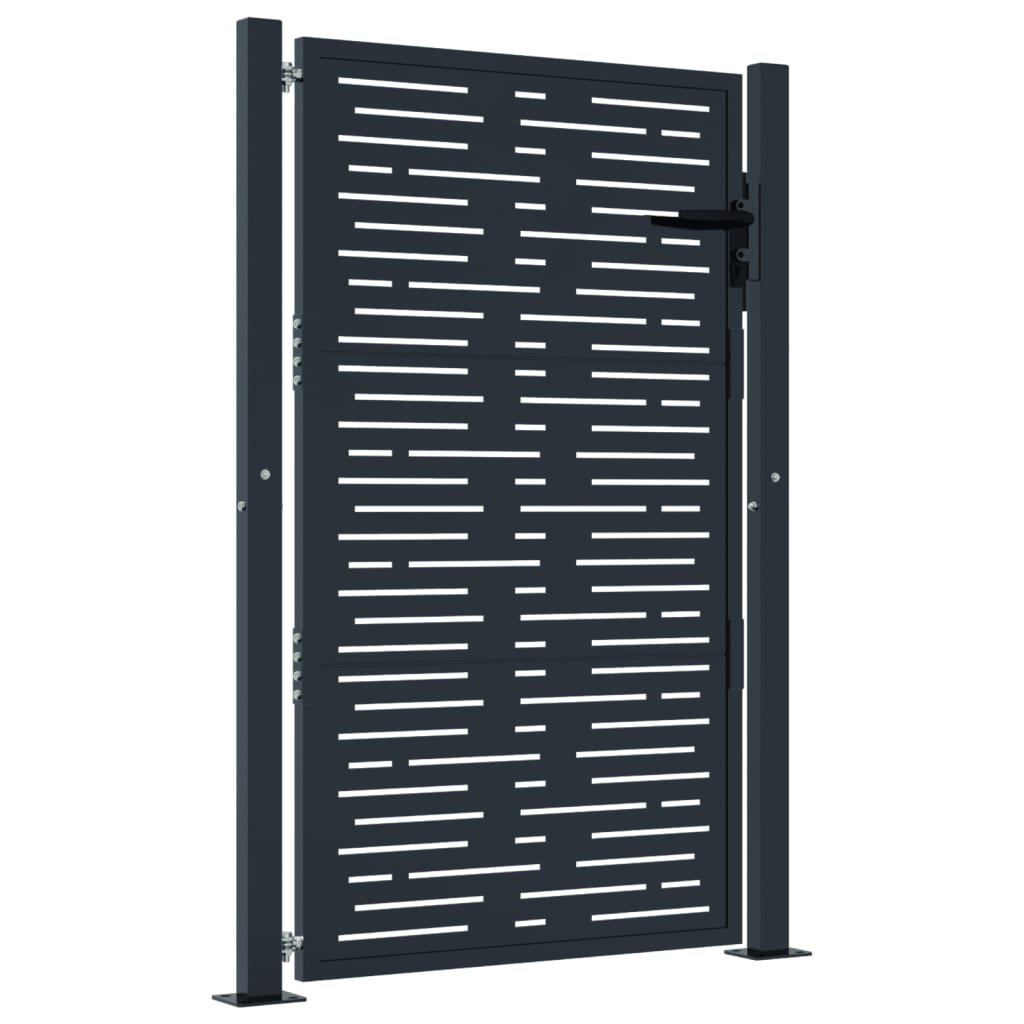 Puerta de jardín | Puerta para valla acero gris antracita diseño cuadrado 105x130cm CFW31776