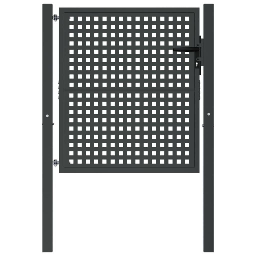 Puerta De Jardín | Puerta Para Valla Acero Gris Antracita 105x150 Cm CFW41436