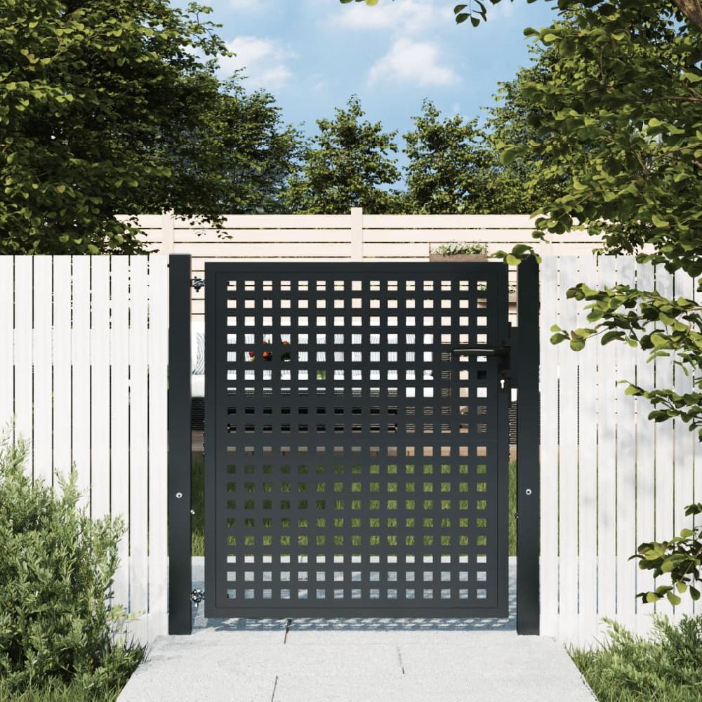 Puerta de jardín | Puerta para valla acero gris antracita 105x150 cm CFW41436