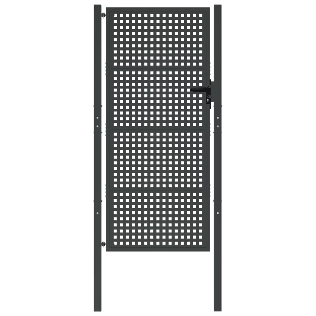 Puerta De Jardín | Puerta Para Valla Acero Gris Antracita 105x225 Cm CFW71498