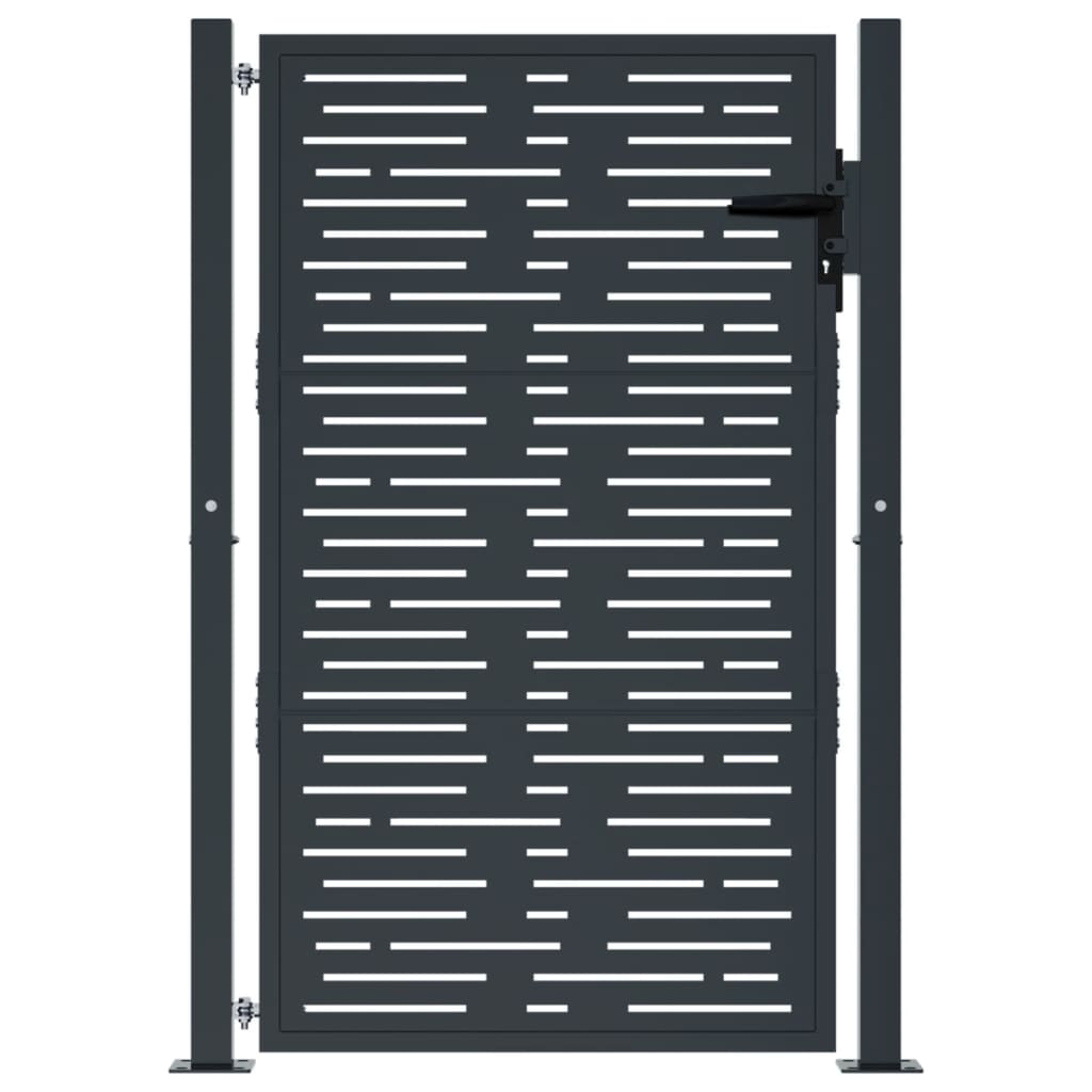 Puerta De Jardín | Puerta Para Valla Acero Gris Antracita Diseño Cuadrado 105x155cm CFW15293