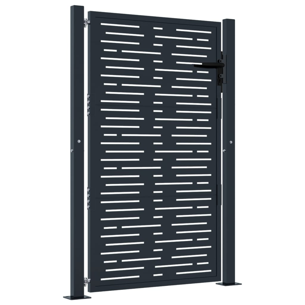Puerta de jardín | Puerta para valla acero gris antracita diseño cuadrado 105x155cm CFW15293