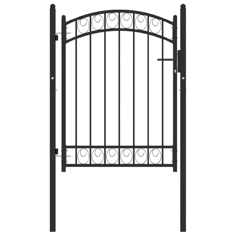 Puerta De Jardín | Puerta Para Valla Con Arco Superior Acero Negro 100x125 Cm CFW38766