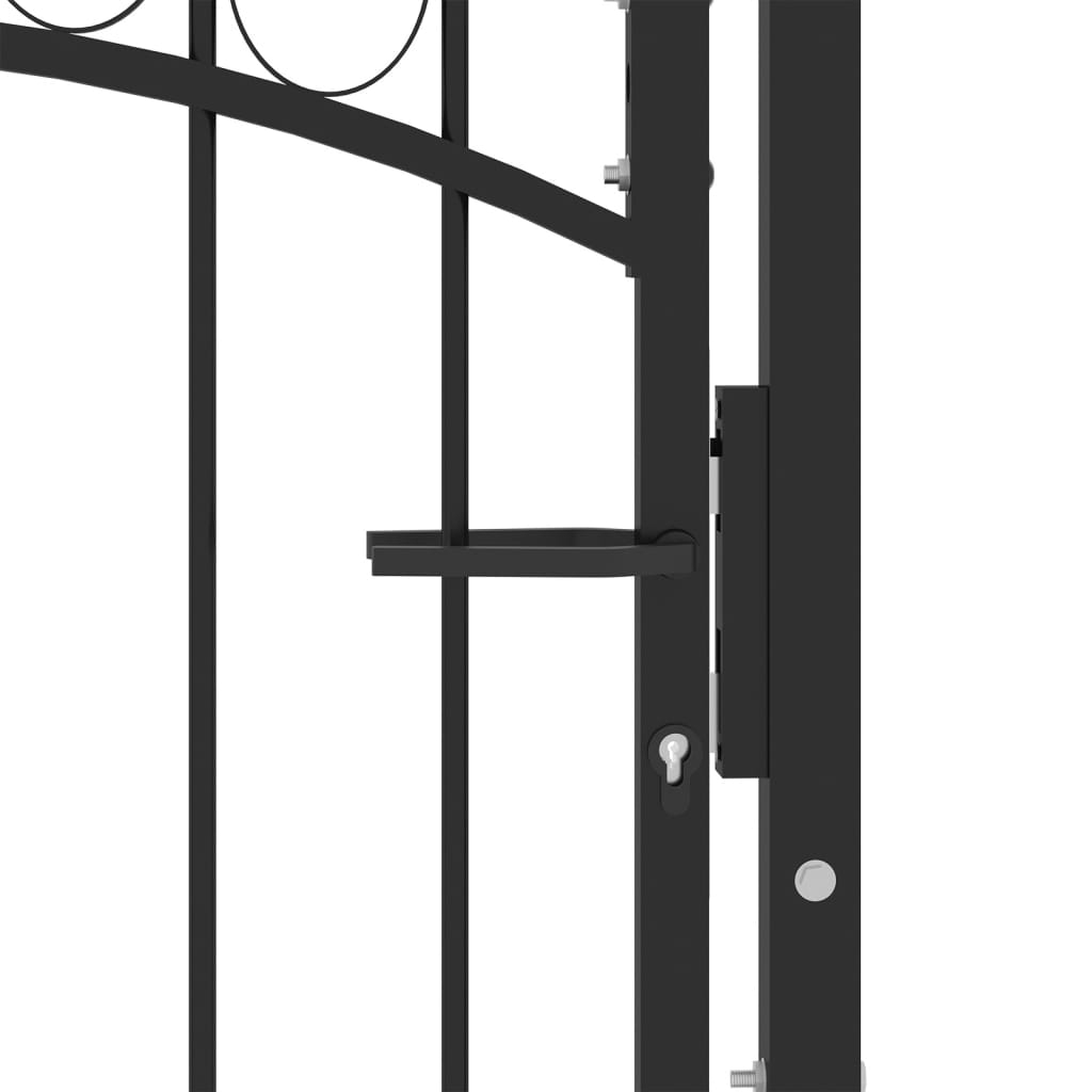 Puerta De Jardín | Puerta Para Valla Con Arco Superior Acero Negro 100x125 Cm CFW38766