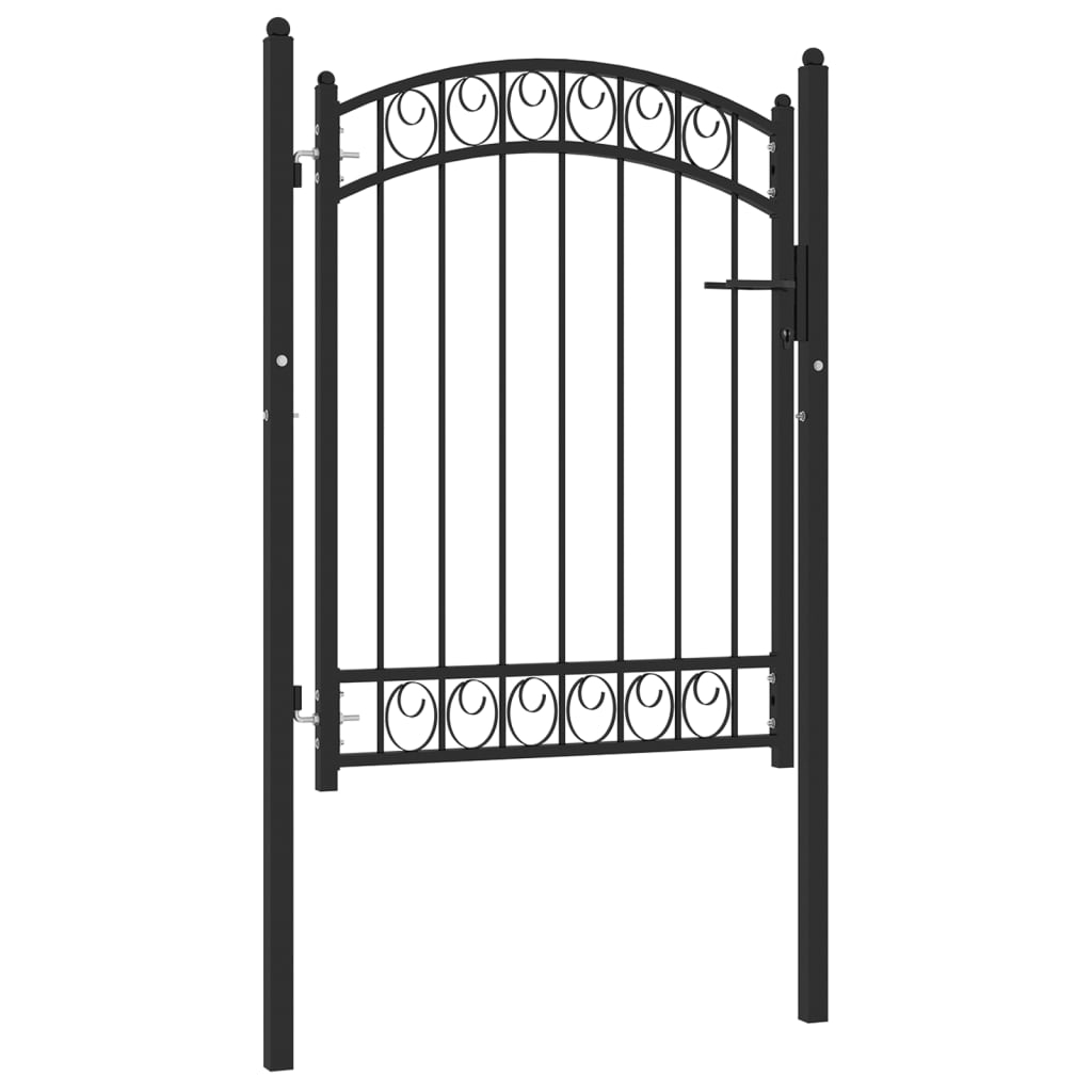 Puerta de jardín | Puerta para valla con arco superior acero negro 100x125 cm CFW38766