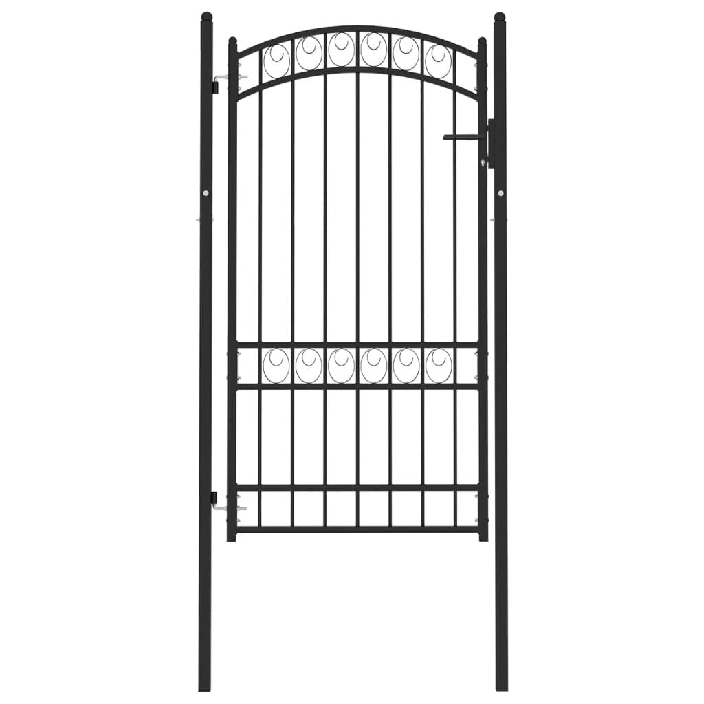 Puerta De Jardín | Puerta Para Valla Con Arco Superior Acero Negro 100x175 Cm CFW33512