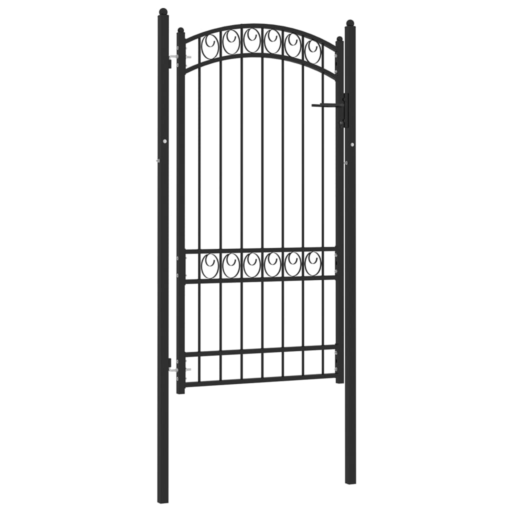 Puerta de jardín | Puerta para valla con arco superior acero negro 100x175 cm CFW33512