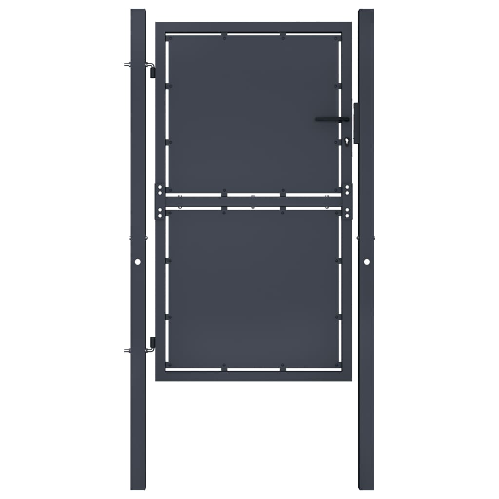 Puerta De Jardín | Puerta Para Valla De Acero Gris Antracita 100x175 Cm CFW57751