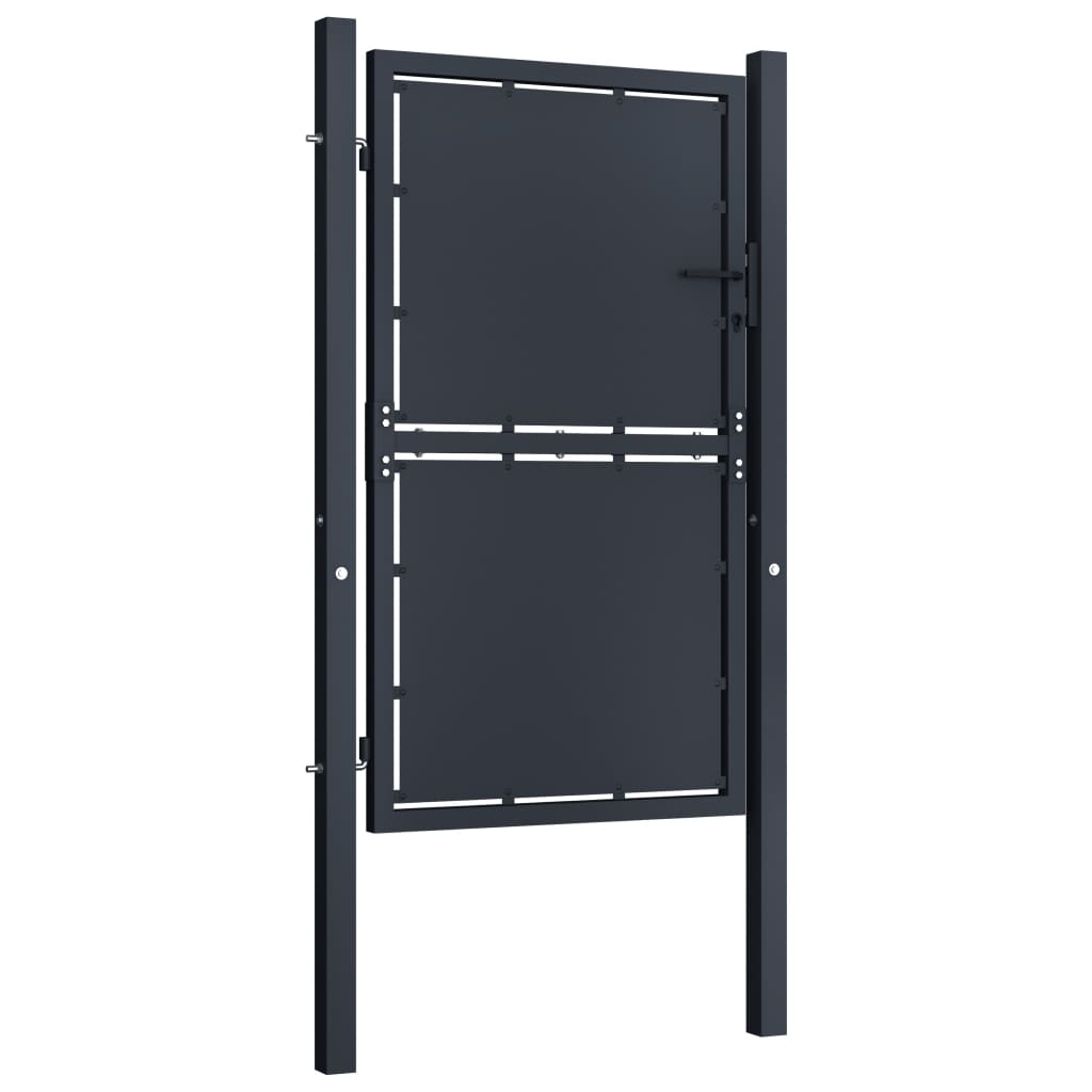 Puerta de jardín | Puerta para valla de acero gris antracita 100x175 cm CFW57751