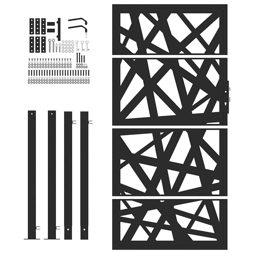Puerta De Jardín | Puerta Para Valla De Acero Negra Diseño Luminoso 105x180 Cm CFW83002