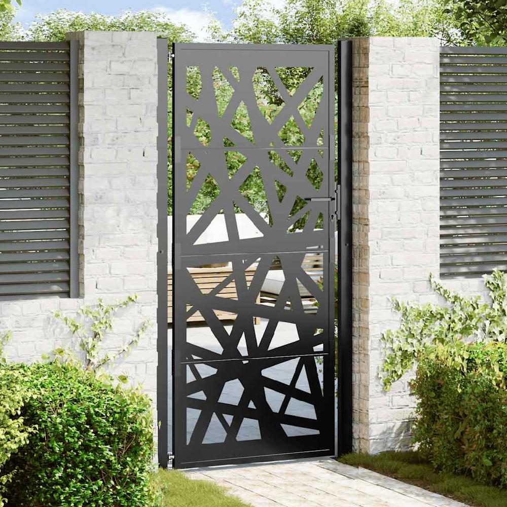 Puerta de jardín | Puerta para valla de acero negra diseño luminoso 105x205 cm CFW91145